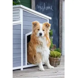 dehner lieblinge Hundehütte Balu 128 x 91 x 88,5 cm Tannenholz Grau/Weiß/Dunkelgrau