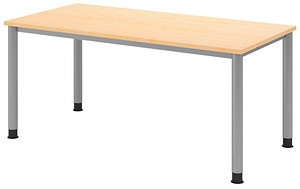 Schreibtisch ahorn rechteckig, 4-Fuß-Gestell silber 160,0 x 80,0 cm Test & Preisvergleich