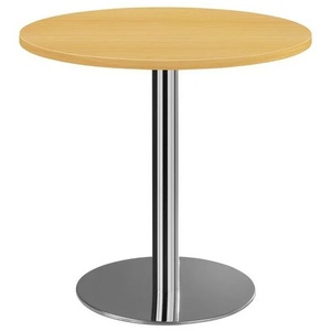 Steelboxx Schreibtisch Säulentisch, 750 x Ø 800 mm (Komplett Set, 1-St), - Verchromte Säule Durchmesser 76 mm mit Tellerfuß Durchmesser 500 mm beige