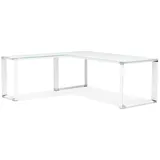 KADIMA DESIGN Eckschreibtisch Weiß, Glas, Konisch,Dreieckig, Kufe, 200x74x200 cm, Arbeitszimmer, Schreibtische, Eckschreibtische