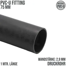 tubofuro(pt) Mega Druckrohr 1,00 m glatt PVC-U - 75 x 2,9 mm (pn10), grau