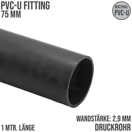 tubofuro(pt) Mega Druckrohr 1,00 m glatt PVC-U - 75 x 2,9 mm (pn10), grau