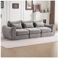 Leawin Sofa Sofas Wohnzimmer, modulares Sofa mit Schlaffunktion L-Form, Werkzeuglos montierbar, wandelbar & ideal für kleine Räume grau
