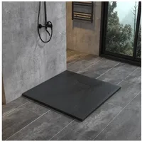 WITEN&NOCK Moderne Duschwanne Duschtasse Anti-Rutsch Flach Schwarz 80x90 cm