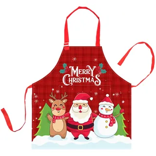 Nidoul Weihnachtsschürze Kinderschürze für Jungen und Mädchen, verstellbare Kochschürze mit Tasche, Küchenschürze zum Kochen, Backen, Kunst, Malen, Gartenarbeit, Weihnachten,3–5 Jahre - 3–5 Jahre