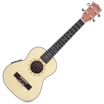 Classic Cantabile UT-260PU S Tenorukulele mit Tonabnehmer (Tonabnehmer 3-Band-EQ, Fichtendecke massiv, inkl. Gigbag und Batterie) natur