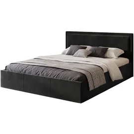 FEDVE Polsterbett, Schwarz, Textil, 140x200 cm, Schlafzimmer, Betten, Polsterbetten