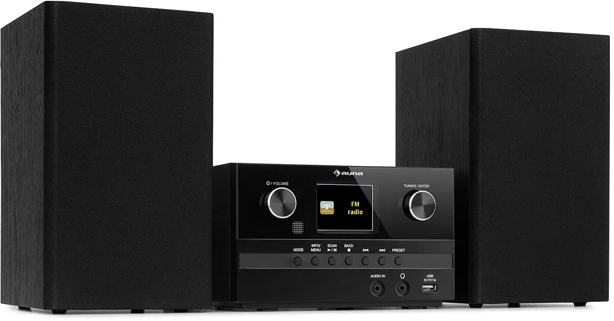 Connect System S Stereoanlage Boxen 20Wmax Internet/DAB+/UKW CD-Player Schwarzes Holz