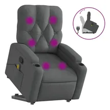 vidaXL Massagesessel mit Aufstehhilfe Dunkelgrau Stoff