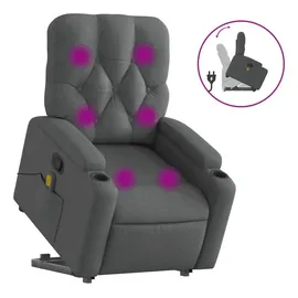 vidaXL Massagesessel mit Aufstehhilfe Dunkelgrau Stoff