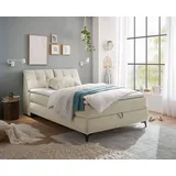 ED EXCITING DESIGN Boxbett / Polsterbett 140 x 200 cm, mit Bettkasten Creme - beige