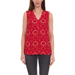 Aniston CASUAL Damen Schlupfbluse ärmellose Mode-Bluse mit Allover-Muster 74028346 Rot - 38