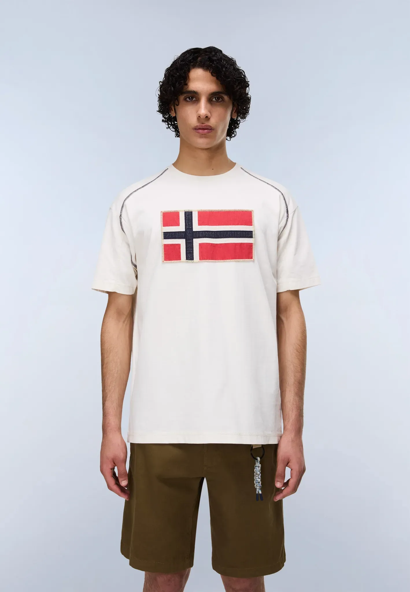 T-Shirt NAPAPIJRI, Herren, Gr. L, beige (weiß whisper), Obermaterial: 100% Baumwolle, normal, Rundhals, Shirts T-Shirt, Kurzarm, mit Rundhalsausschnitt, aus Baumwolle, gerader Abschluss