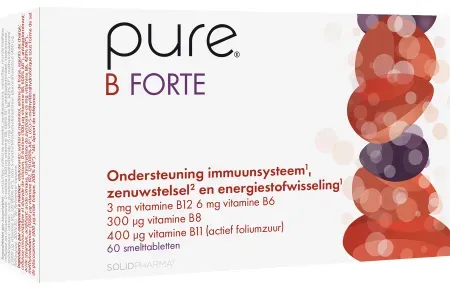 Pure B Forte Vit B Folsäure aktiv Müdigkeit Stress Nervensystem Haare 60 Tabletten