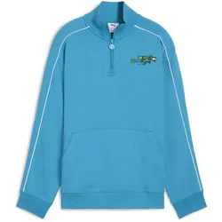 Sweatshirt PUMA "Super PUMA T7 Sweatshirt Jungen", Kinder, Gr. 152, tropical blau, 100% Baumwolle, relaxed fit, Langarm, Sweatshirts