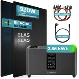 sunniva Balkonkraftwerk Full Black Bifazial 920 W inkl. 2,56 kWh Speicher + 2 x 460 W N-Typ Glas-Glas Bifacial Module