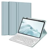 Fintie Tastatur Hülle für iPad Air 11 Zoll M3/M2 (2025/2024), iPad Air 5/4 Generation 10,9" (2022/2020) Eisblau