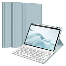 Fintie Tastatur Hülle für iPad Air 11 Zoll M3/M2 (2025/2024), iPad Air 5/4 Generation 10,9" (2022/2020) Eisblau