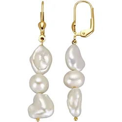 Paar Ohrhänger FIRETTI "Schmuck Geschenk Gold 585 Ohrschmuck Ohrringe", gold (gelbgoldfarben, weiß), Ohrringe, Damen, Gelbgold 585-Perlen, Gelbgold 585, Perlen, mit Süßwasserzuchtperle