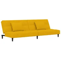 vidaXL Schlafsofa 2-Sitzer mit 2 Kissen Gelb Samt