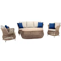 JVmoebel Sitzgruppe Sofagarnitur Sitzgruppe Outdoor Lounge Set Möbel Polyrattan Garten, (4-tlg., 4tlg Set(Sofa 3 Sitzer+2x Sessel+Couchtisch), Made in Europa beige