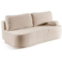 BETTSO - Kidney Couch, Sofa mit Schlaffunktion - Breite 206 cm, Liegefläche 200 x 140 cm, Schlafcouch für Wohnzimmer, Schlafsofa mit Bettkasten, Sofa mit Schlaffunktion - Samt/Velours Beige