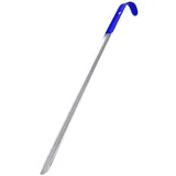 SOLUSTRE Schuhlöffel Edelstahl Lang mit Ergonomischem Kunststoffgriff Extra Lang Stabile Ausführung für Senioren Schwangere und Personen mit Rücken Hüftschmerzen Praktische Aufhängung Blau - 41.5X4X0.3cm
