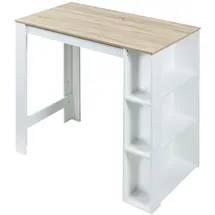 [en.casa] Bartisch Danderyd 120 x 60 x 106 cm mit 3 Ablagefächern Weiß/Eicheoptik