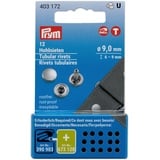 Prym 403172 Hohlnieten, ø 9 mm/6-9 mm, Messing silberfarbig, 12 Stück für Vario Creative Tool, Silber