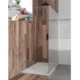 bad land Duschset, Weiß Glas Stein Optik, Quadratisch 80x198.2 cm, Badezimmer, Baden + Duschwanne 80x80 + Glaswischer