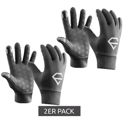 2er Pack EGREGIE Herren Fahrrad-Handschuhe mit Fleecefutter Lauf-Handschuhe mit Smartphone Handy Touchfunktion Sport-Handschuhe Schwarz - M