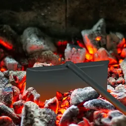 Relaxdays Aschekratzer, mit Holzgriff, Metall, 53 cm lang, für Grill, Feuerstelle & Ofen, Ascheschieber, schwarz/natur
