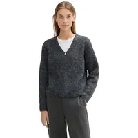 Tom Tailor Denim Damen Strickjacke mit Reißverschluss, 10522 - Shale Grey Melange, L