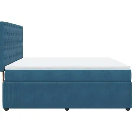 vidaXL Boxspringbett mit Matratze Blau 180x200 cm Samt