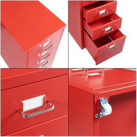 [en.casa] Kökar Schubladenschrank 69 cm x 28 cm x 41 cm rot