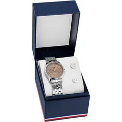 Quarzuhr TOMMY HILFIGER "JADE GIFT SET", silberfarben, Armbanduhren, Damen, Armbanduhr, Damenuhr, Edelstahlarmband, Geschenkidee