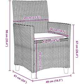 vidaXL Garten Essgruppe 5 pcs Grau Poly-Rattan - Grau