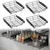AufuN Teleskopschublade 4 Stück Schrankauszug Ausziehbare Küchenschublade, Schlafzimmerschublade Regal Küchen für 47 cm Innenbreite, 50cm Schränke Außenbreite, Schwarz
