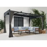 Anbaupavillon KONIFERA "Bilbao, Terrassenüberdachung", grau (anthrazit), B/H/T: 423cm x 240cm x 296cm, Pavillons, verschiedene Maße, ohne Seitenteile