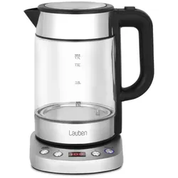 Lauben LBNEK17GS, 1,7 l, 2200 W, Schwarz, Edelstahl, Transparent, Glas, Regelbar