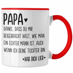 Trendation Tasse Trendation – Papa Tasse Geschenk von Tochter Kaffeetasse Sprüche Vatertag Geschenkidee Spruch Vater rot