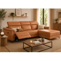 OTTO home Ecksofa LUND, L-Form, 261cm, man. o. elektr. Relaxfunktion (mit USB-A), und Kopfteilverstellung braun