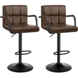 Woltu Barhocker 2er Set höhenverstellbar drehbar 2 x 2 Kunstleder Dunkelbraun