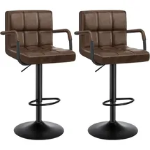 Woltu Barhocker 2er Set höhenverstellbar drehbar 2 x 2 Kunstleder Dunkelbraun