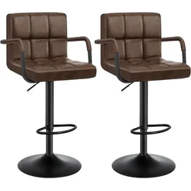 Woltu Barhocker 2er Set höhenverstellbar drehbar 2 x 2 Kunstleder Dunkelbraun