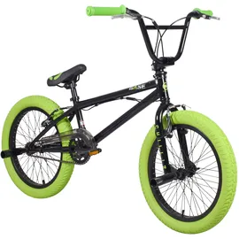 chilliz BMX Freestyle 20 Zoll XB.01 schwarz-grün Kinder, Erwachsene V-Brake 360° Rotor - schwarz,