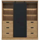 Forte KASZIMIRO schwarz Waterford Eiche schwarz), B:148,4cm H:160,2cm T:52cm, Spanplatte, Sideboards