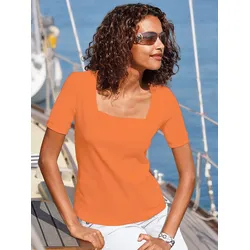 Kurzarmshirt CASUAL LOOKS "Shirt", Damen, Gr. 36, orange, 100% Baumwolle, unifarben, eckiger Ausschnitt, Kurzarm, Shirts