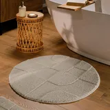 Wecon Home Badteppich Davie – Uni Hoch-Tief, waschbar 30°C, rutschhemmend (80 cm rund, seiden grau)