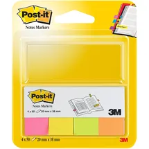 Post-it Page Marker, Neonfarben: Pink, Gelb, Grün, Orange – 4 x 38 mm